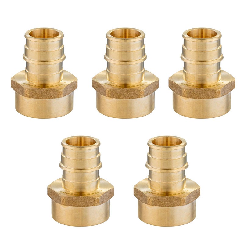 EFIELD (Pack of 5) EFIELD Pex A Full Flow Expansion Brass Fittings 3/4"x 3/4" Female NPT Adapter, ASTM F1960,(PEX1960028-5PCS) - Image 1